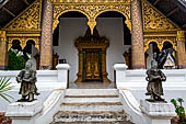 Luang Prabang, Laos - Wat Choum Khong guarded by two Chinese gods. 